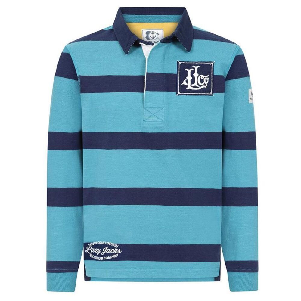 Lazy Jacks Boys Striped Rugby Shirt / Teal